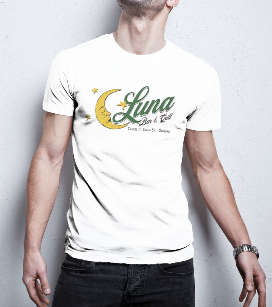 Luna Bar And Grill Centre At Craig St Oakland Moon And Stars T-Shirt