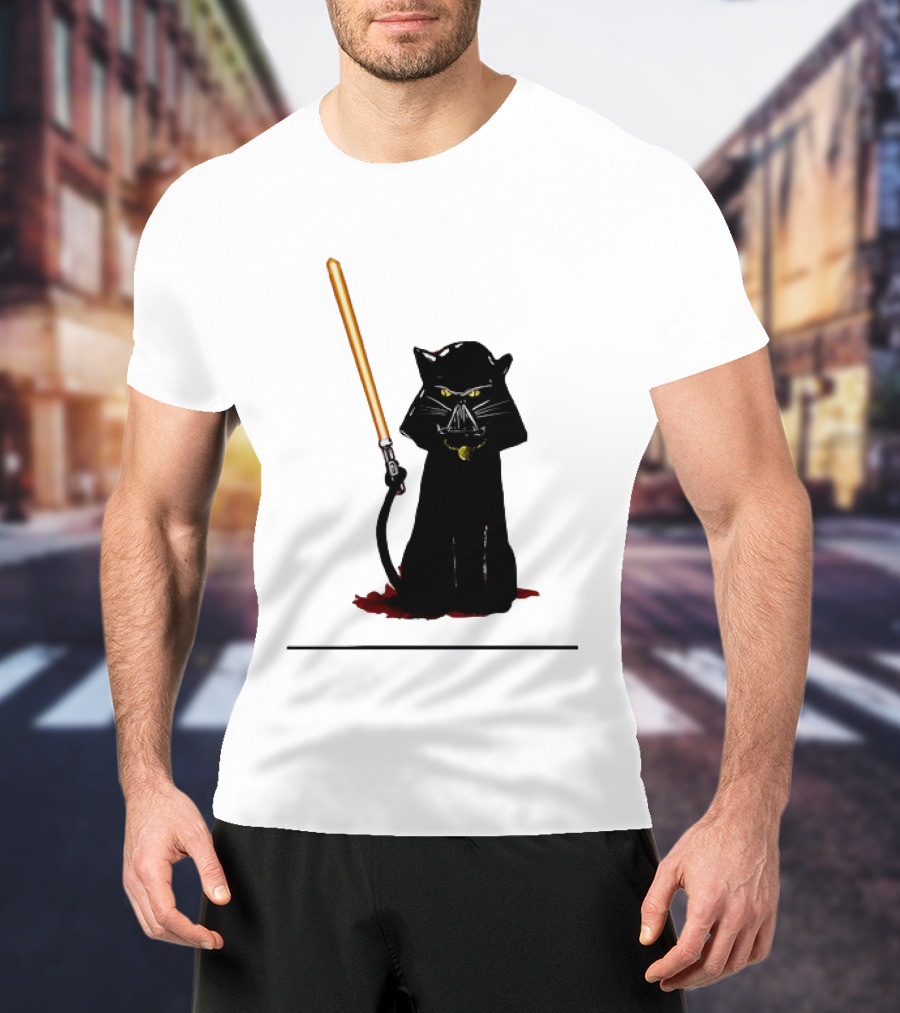 Darth Vader Cat Lightsaber Star Wars T-Shirt