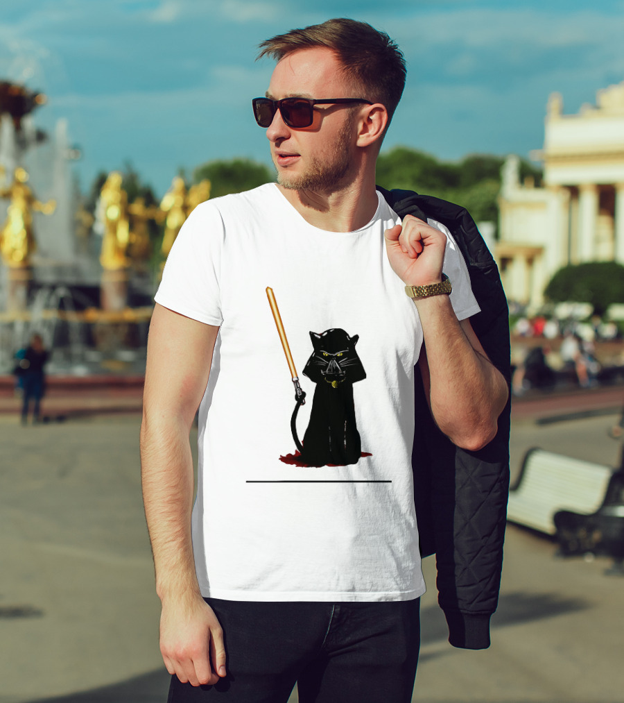 Darth Vader Cat Lightsaber Star Wars T-Shirt