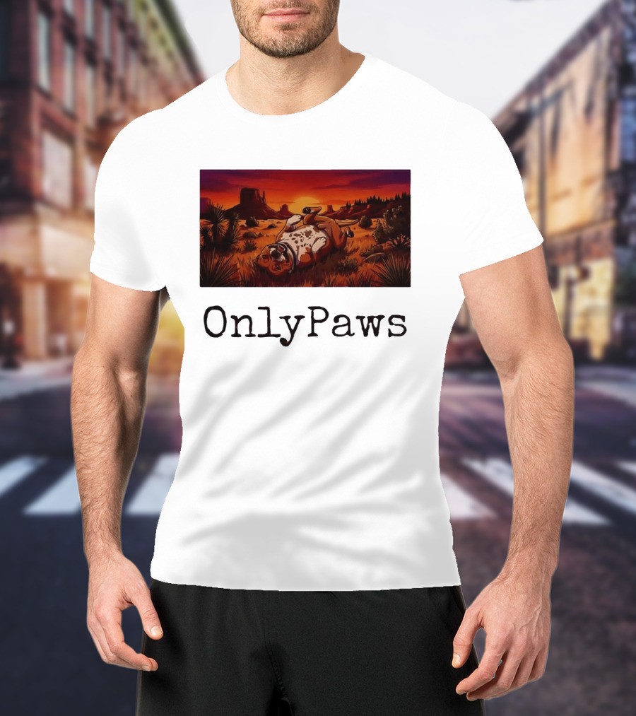 Desert Sunset Playful Pit Bull OnlyPaws Scenic Wonderland T-Shirt