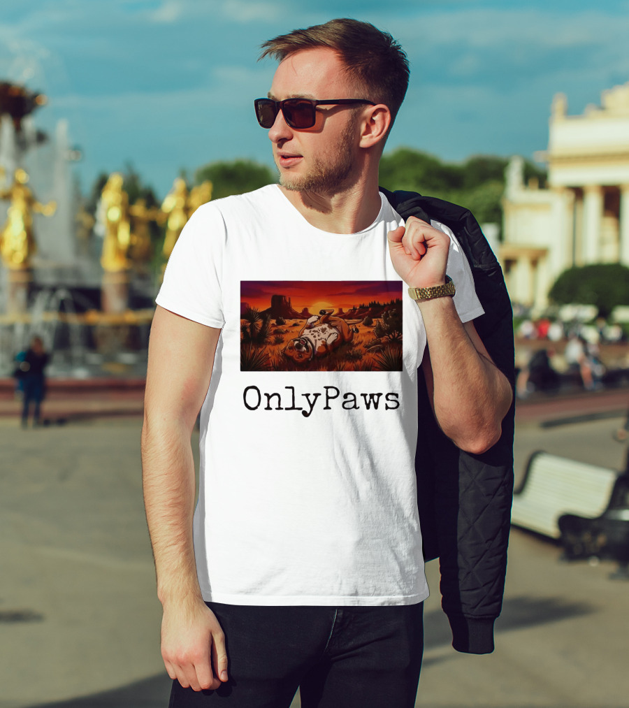 Desert Sunset Playful Pit Bull OnlyPaws Scenic Wonderland T-Shirt
