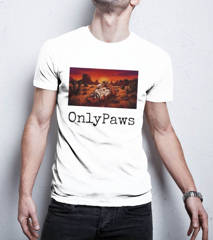 Desert Sunset Playful Pit Bull OnlyPaws Scenic Wonderland T-Shirt