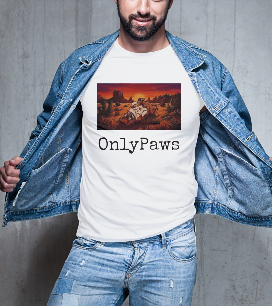 Desert Sunset Playful Pit Bull OnlyPaws Scenic Wonderland T-Shirt