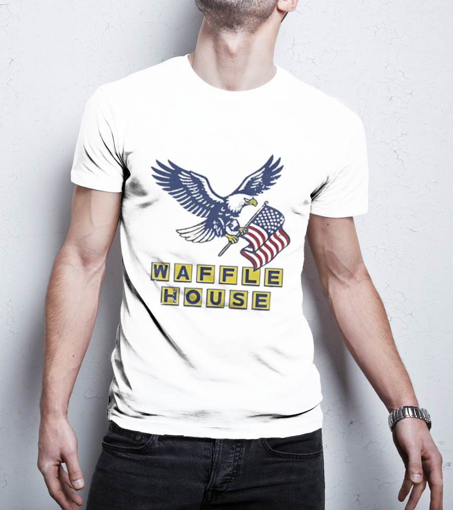 Waffle House Eagle Holding American Flag T-Shirt