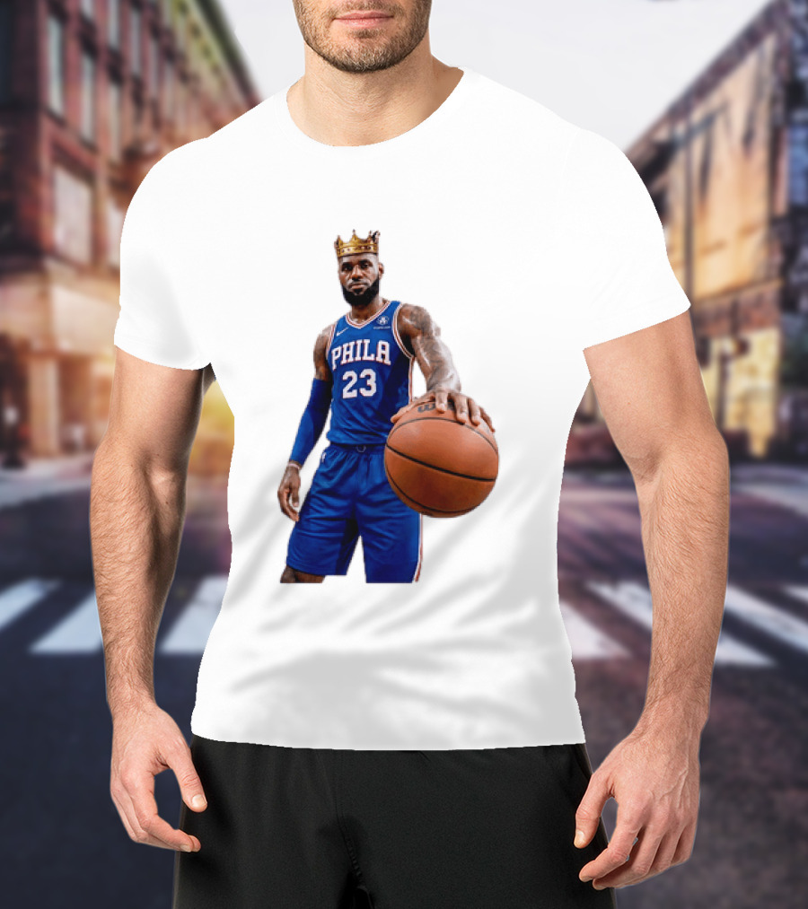 LeBron James King Crown Dribbling Philadelphia 76ers Basketball Player 23 Phila T-Shirt