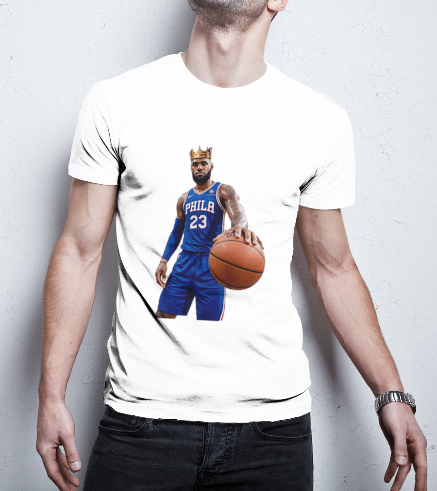 LeBron James King Crown Dribbling Philadelphia 76ers Basketball Player 23 Phila T-Shirt