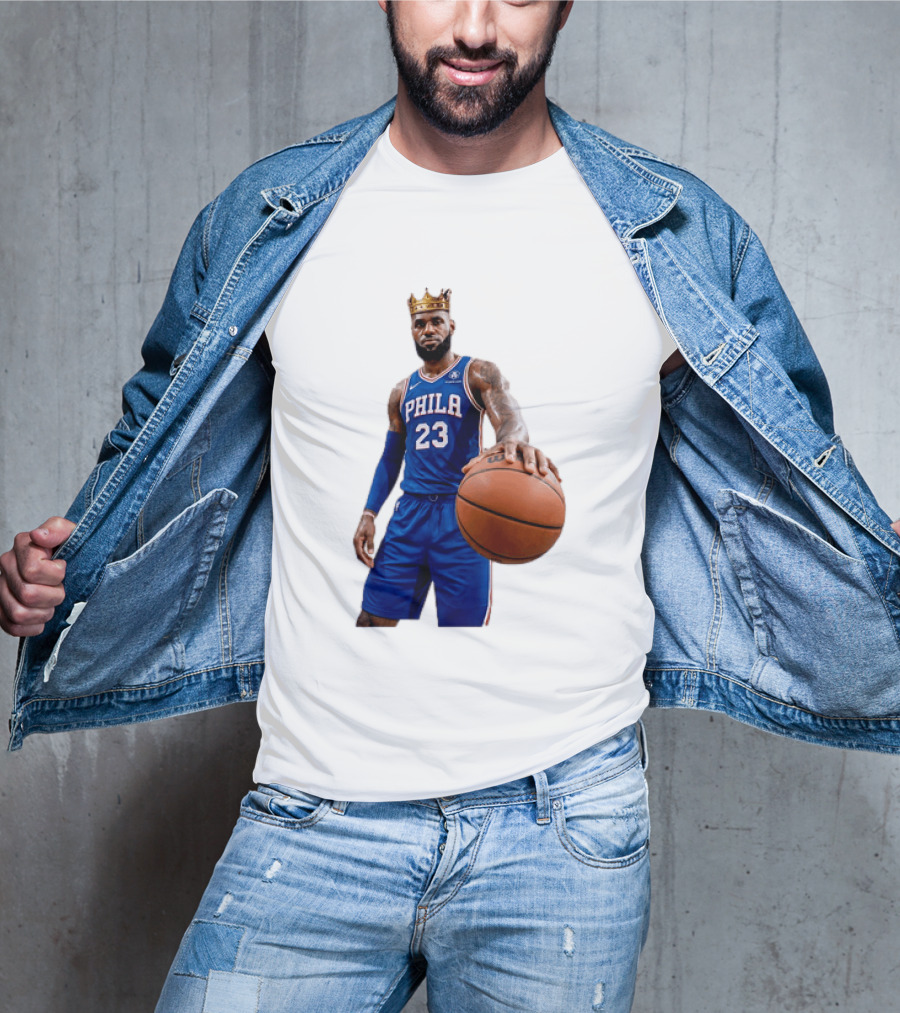 LeBron James King Crown Dribbling Philadelphia 76ers Basketball Player 23 Phila T-Shirt