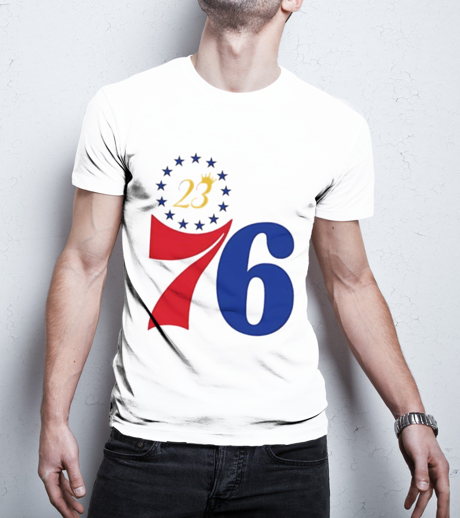 LeBron James 23 Philadelphia 76ers Inspired Number Stars T-Shirt