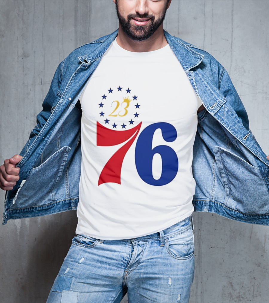 LeBron James 23 Philadelphia 76ers Inspired Number Stars T-Shirt