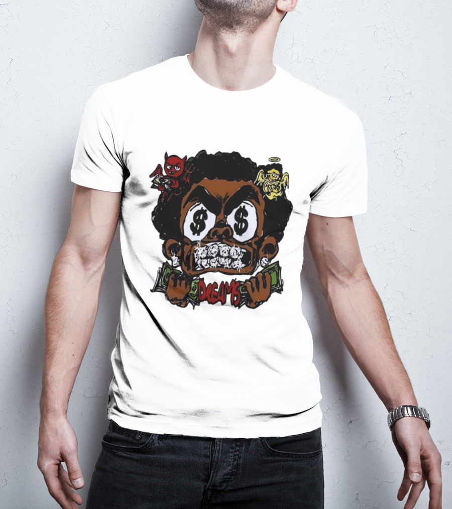 Dreams Money Cartoon Streetwear Dollar Eye Angel Devil T-Shirt