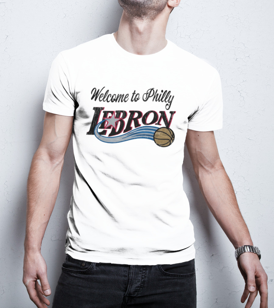 Welcome To Philly LeBron Basketball Star Distressed T-Shirt