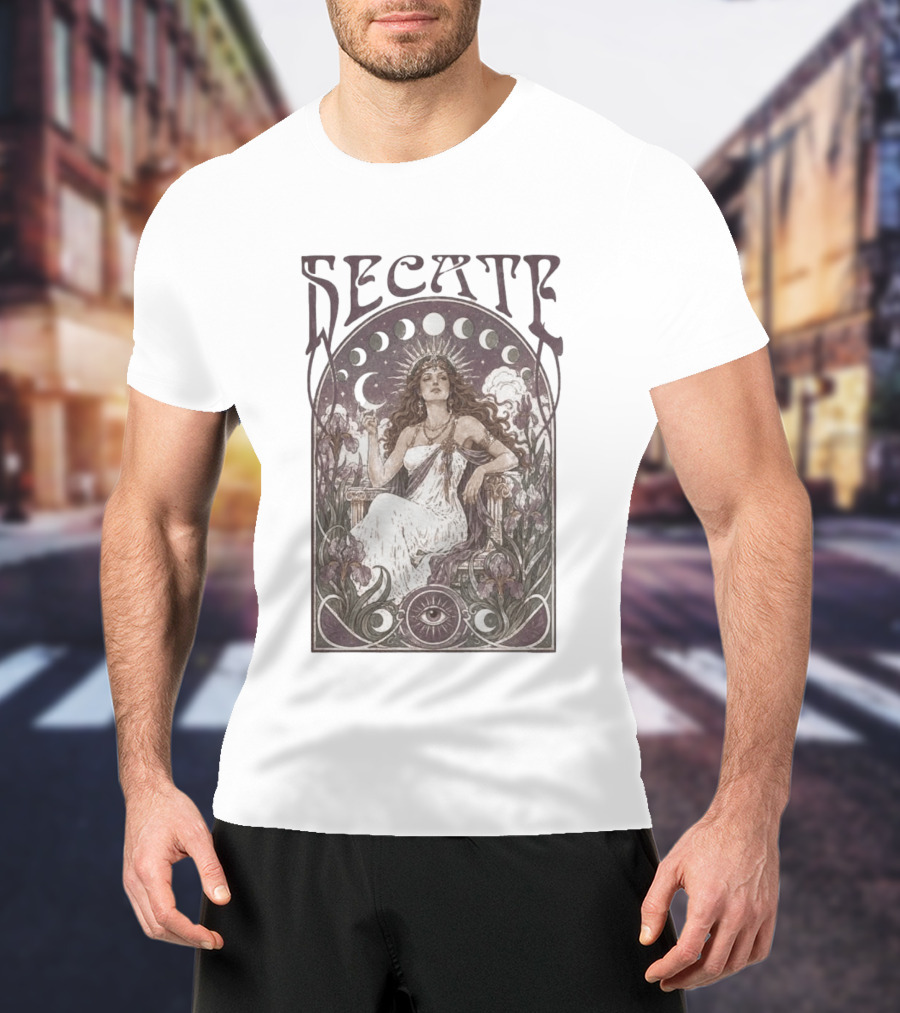 Hecate Goddess Moon Phases Magic Feminist Witch Pagan Crossroads Key Goth Grunge T-Shirt
