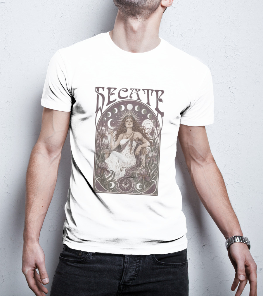 Hecate Goddess Moon Phases Magic Feminist Witch Pagan Crossroads Key Goth Grunge T-Shirt
