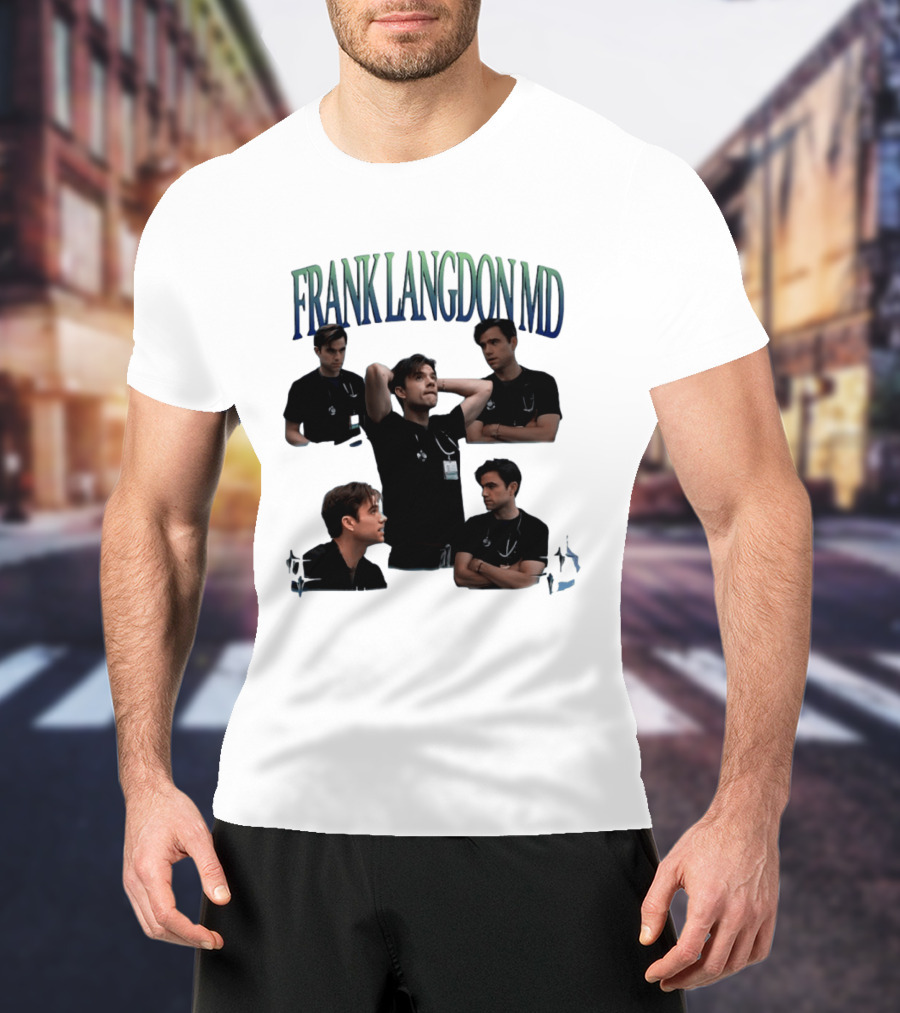 FRANK LANGDON MD Doctor Medical TV Show Character Stethoscope And ID T-Shirt