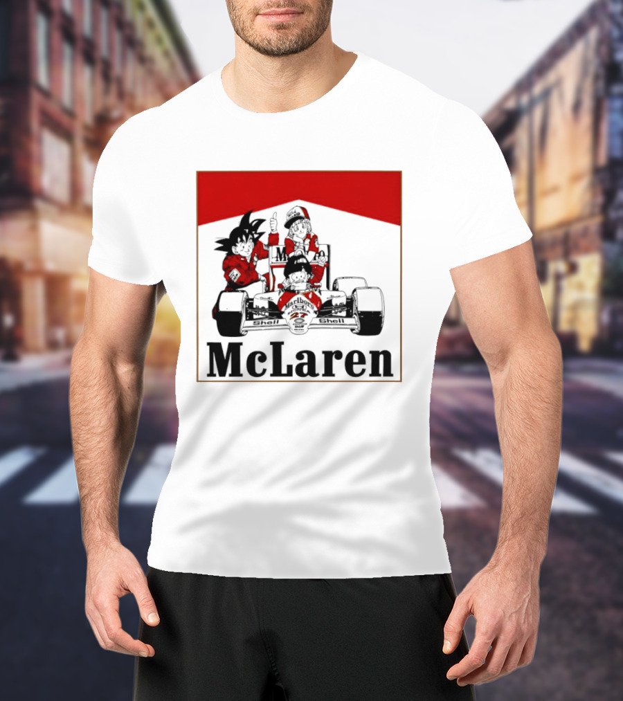Goku Bulma Senbei McLaren Honda Marlboro Shell 27 Anime Racing Team Formula 1 T-Shirt