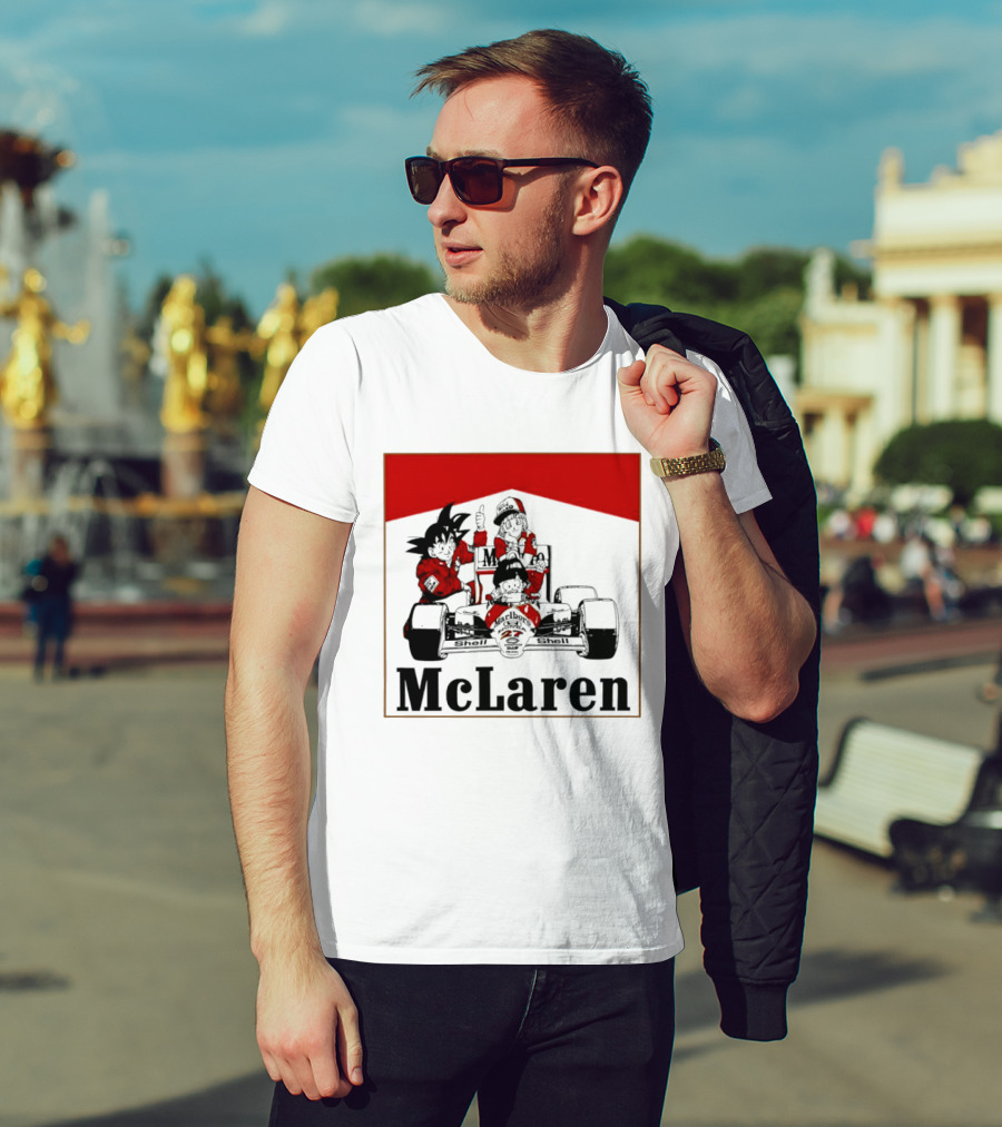 Goku Bulma Senbei McLaren Honda Marlboro Shell 27 Anime Racing Team Formula 1 T-Shirt