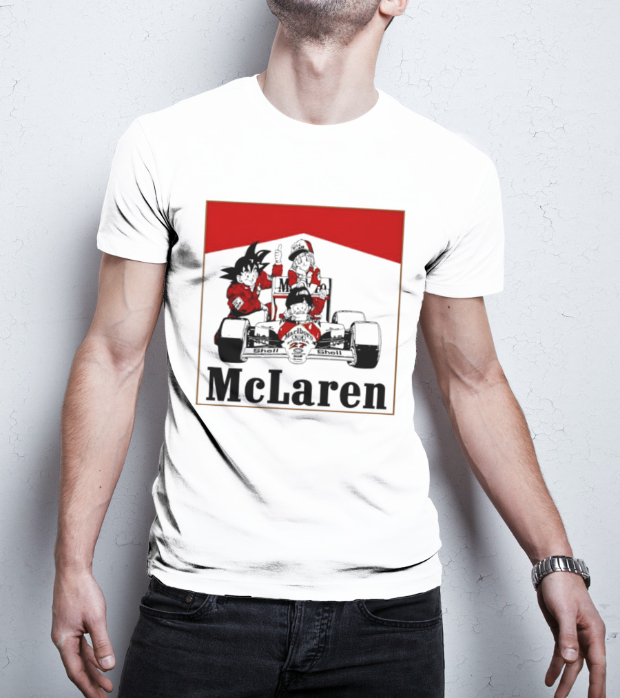 Goku Bulma Senbei McLaren Honda Marlboro Shell 27 Anime Racing Team Formula 1 T-Shirt