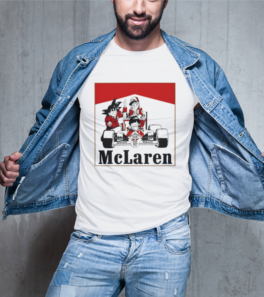Goku Bulma Senbei McLaren Honda Marlboro Shell 27 Anime Racing Team Formula 1 T-Shirt