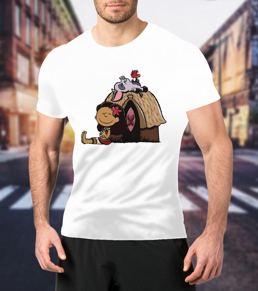Moana Pua Heihei Peanuts Doghouse Cartoon T-Shirt