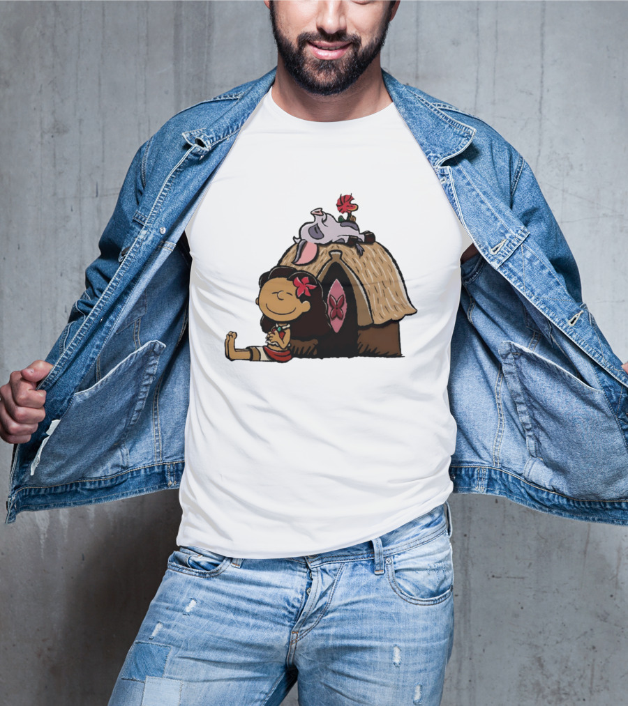 Moana Pua Heihei Peanuts Doghouse Cartoon T-Shirt
