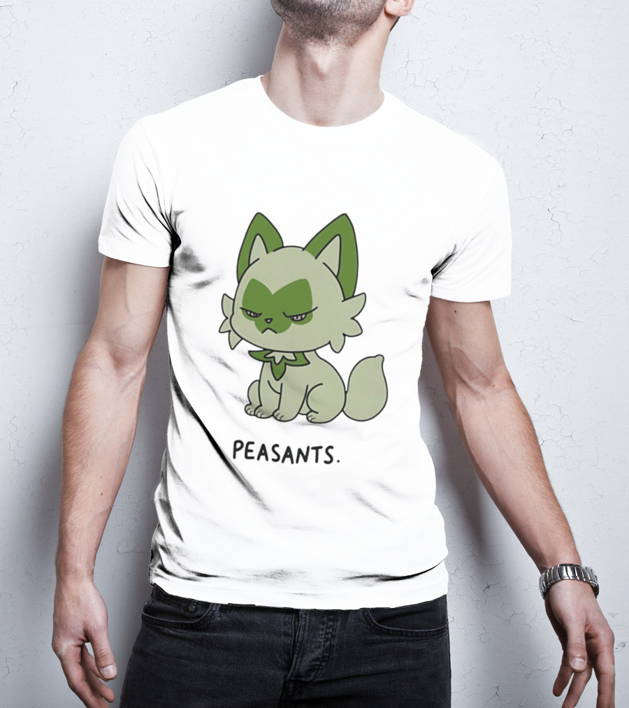 Sprigatito Peasants Meme Pokemon Cat Image Text Purr Delusion T-Shirt