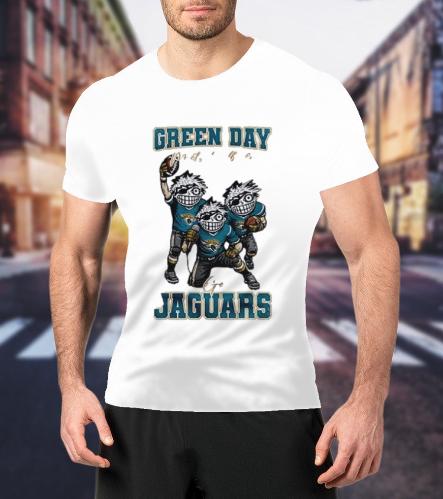 Green Day Jacksonville Jaguars Crossover With Football Characters T-Shirt