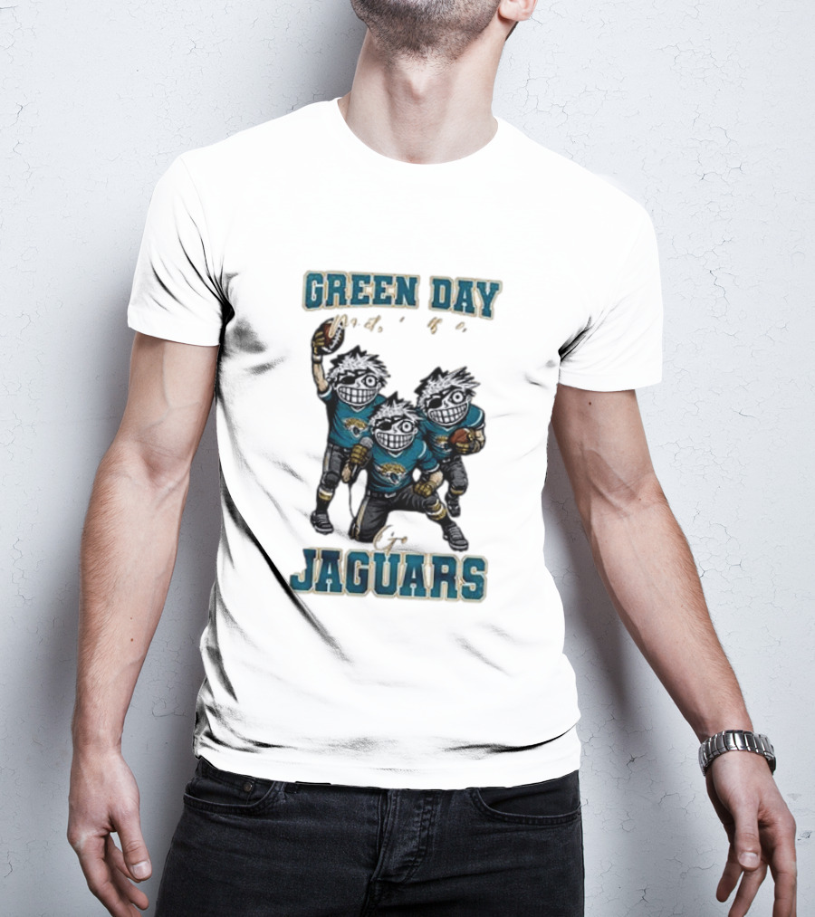 Green Day Jacksonville Jaguars Crossover With Football Characters T-Shirt