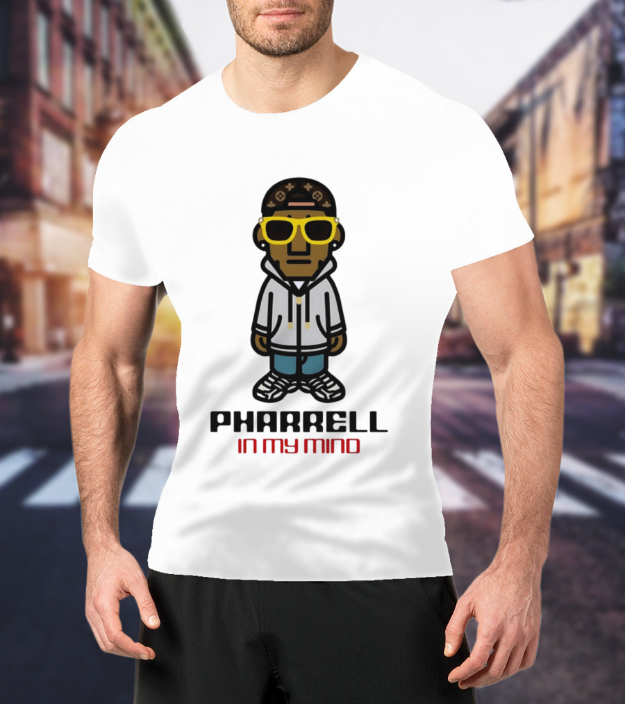 Pharrell In My Mind Cartoon Style Yellow Glasses T-Shirt
