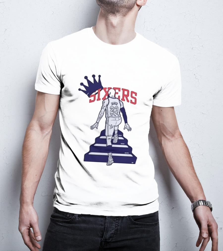 Philadelphia 76ers Sixers Lebron James Crowned Steps Silhouette 23 T-Shirt