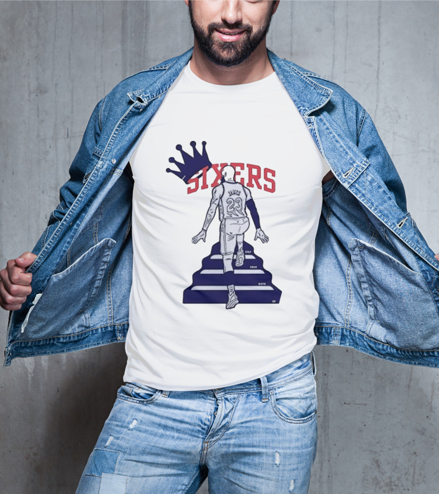 Philadelphia 76ers Sixers Lebron James Crowned Steps Silhouette 23 T-Shirt