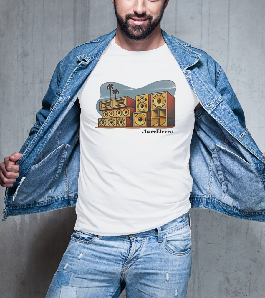ThreeEleven Sound System Speaker Stack Reggae With Palm Trees T-Shirt