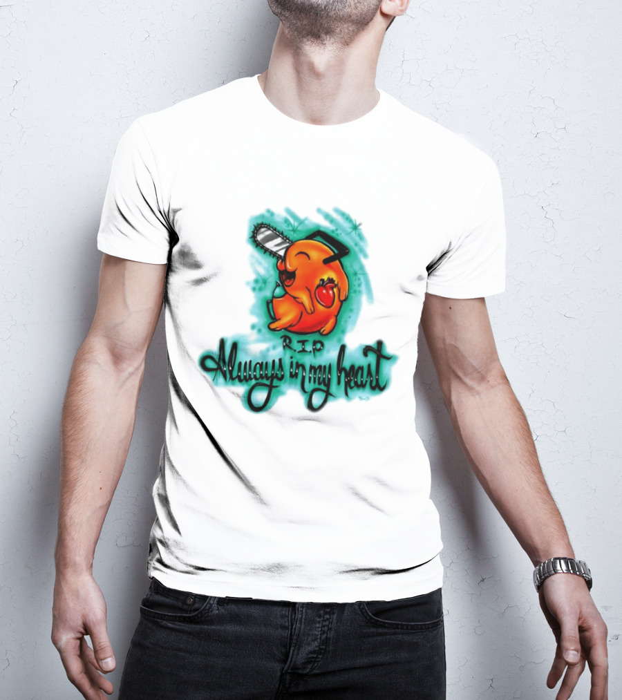 Pochita Chainsaw Man RIP Always In My Heart Memorial Anime T-Shirt