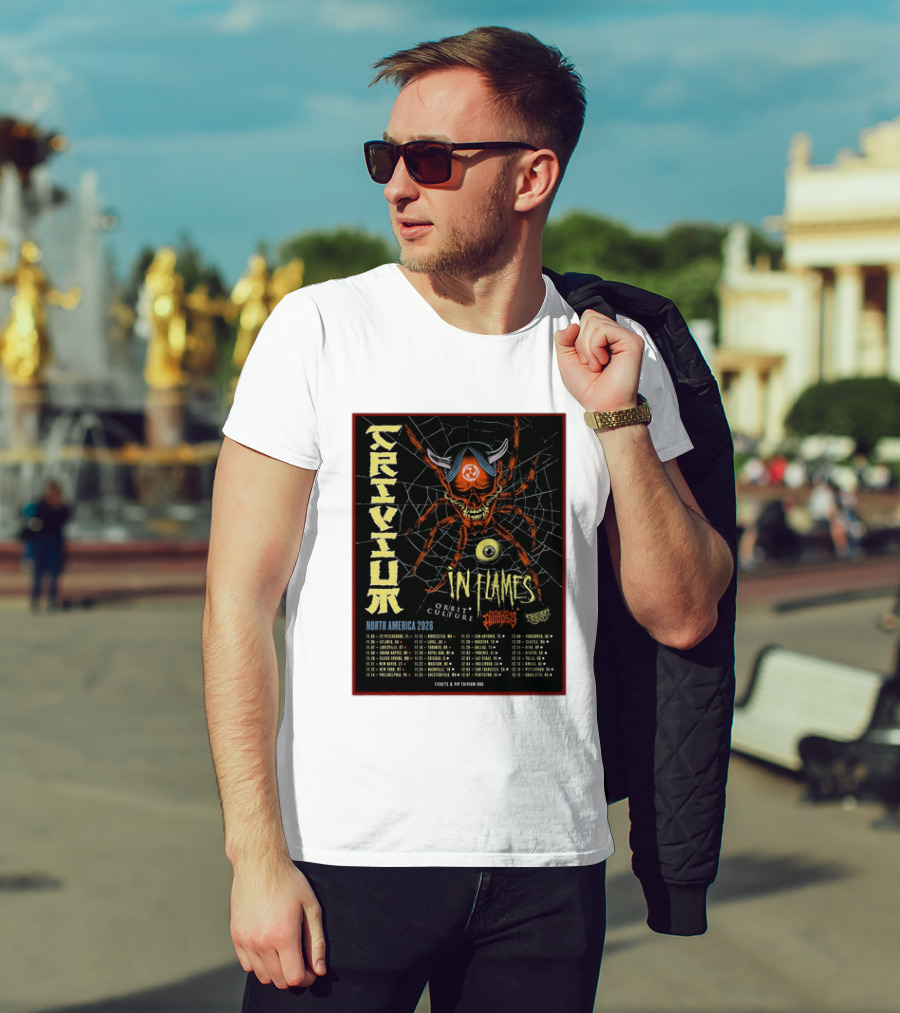 Trivium In Flames Orbit Culture Fit For An Autopsy North America 2026 Tour Dates And Locations T-Shirt