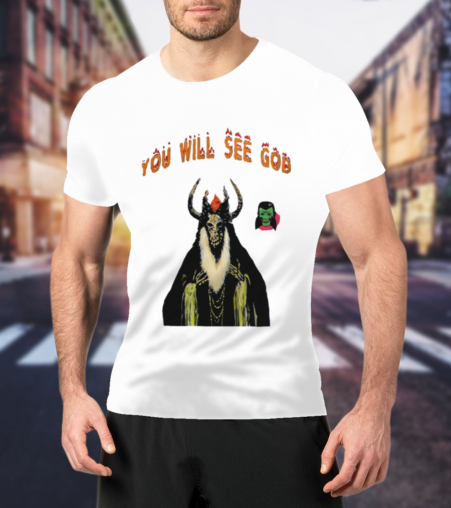You Will See God Demon Occult Satanic Horror Green Masked Face T-Shirt