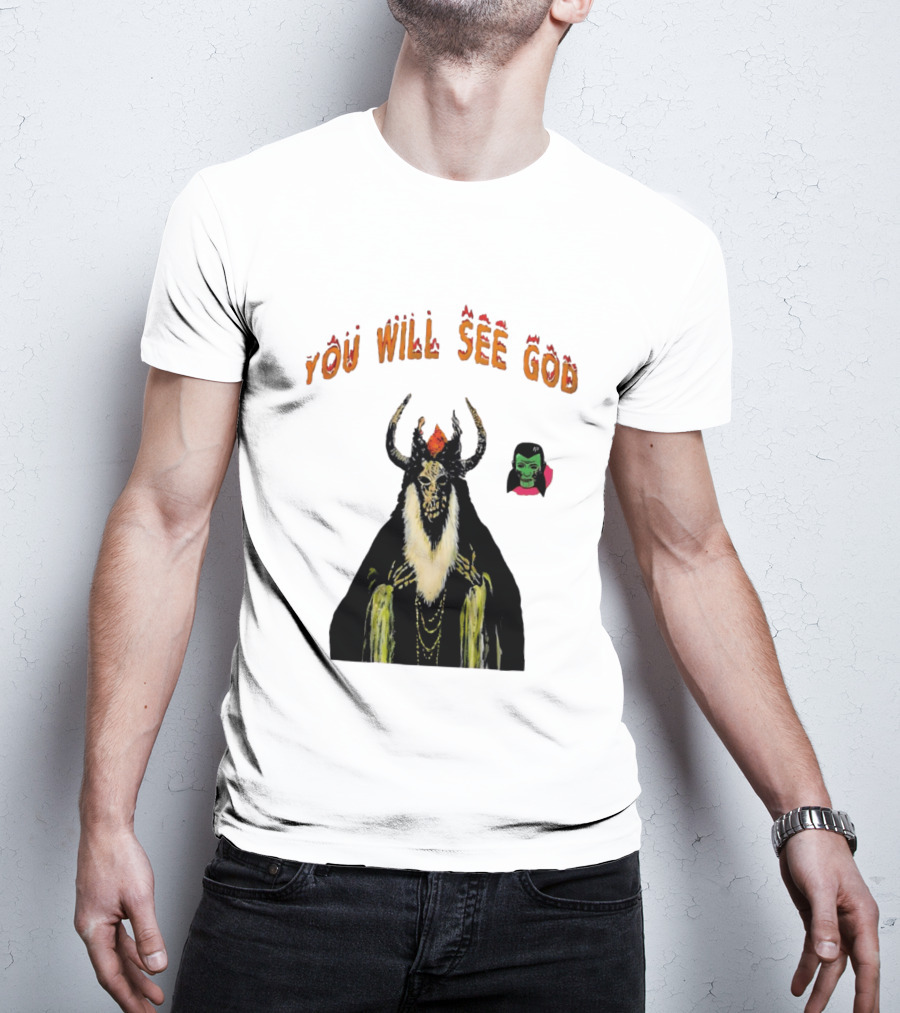 You Will See God Demon Occult Satanic Horror Green Masked Face T-Shirt
