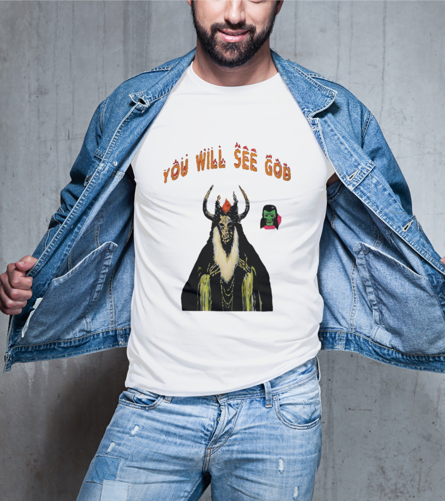 You Will See God Demon Occult Satanic Horror Green Masked Face T-Shirt