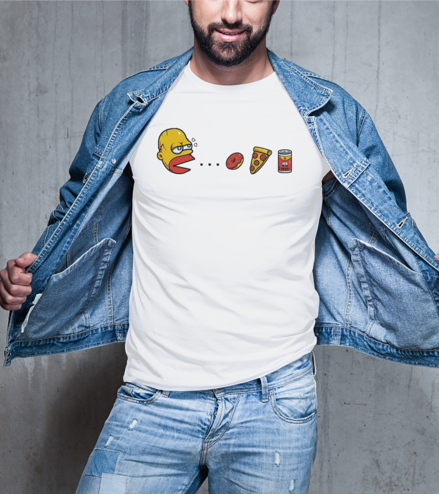 Simps Dad Pac Man Eating Donut Pizza And Beer T-Shirt