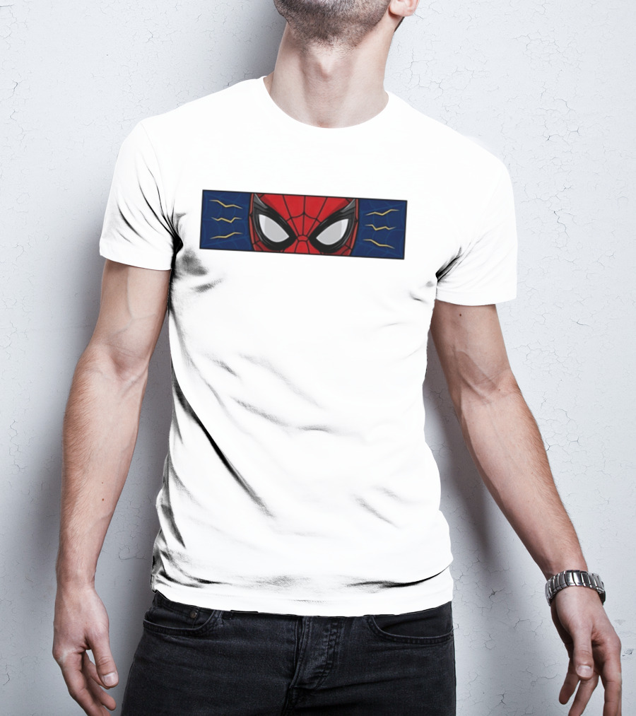 Spider Man With Great Power Comes Great Responsibility Marvel Superhero Mask Webbing T-Shirt