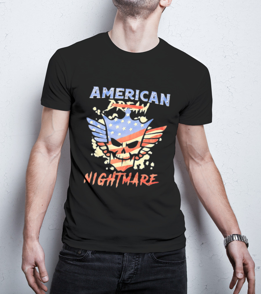 American Dream Nightmare Skull Patriotic Stars And Stripes T-Shirt