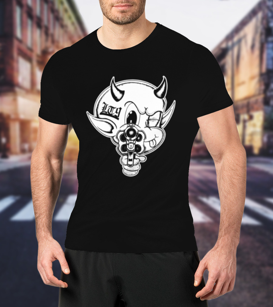 Loadthanine Store Devil Gun Horns Mask T-Shirt