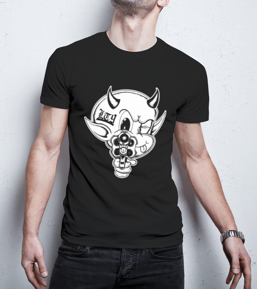 Loadthanine Store Devil Gun Horns Mask T-Shirt
