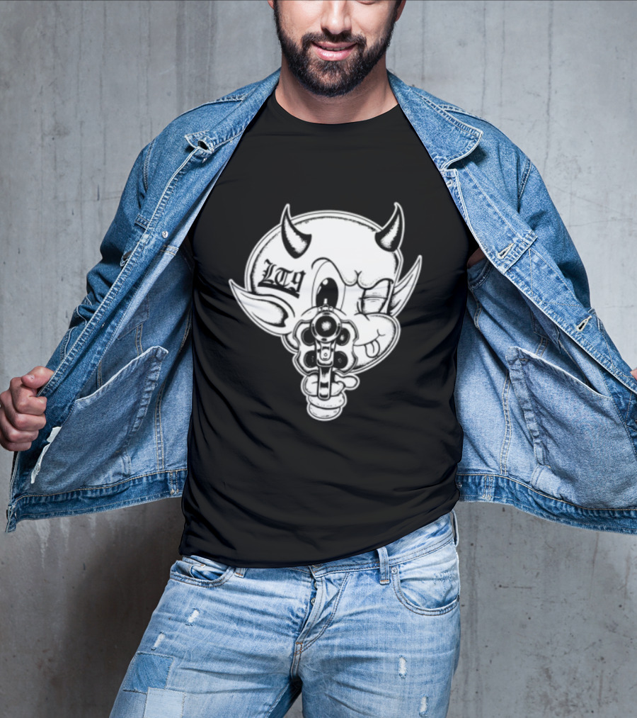 Loadthanine Store Devil Gun Horns Mask T-Shirt