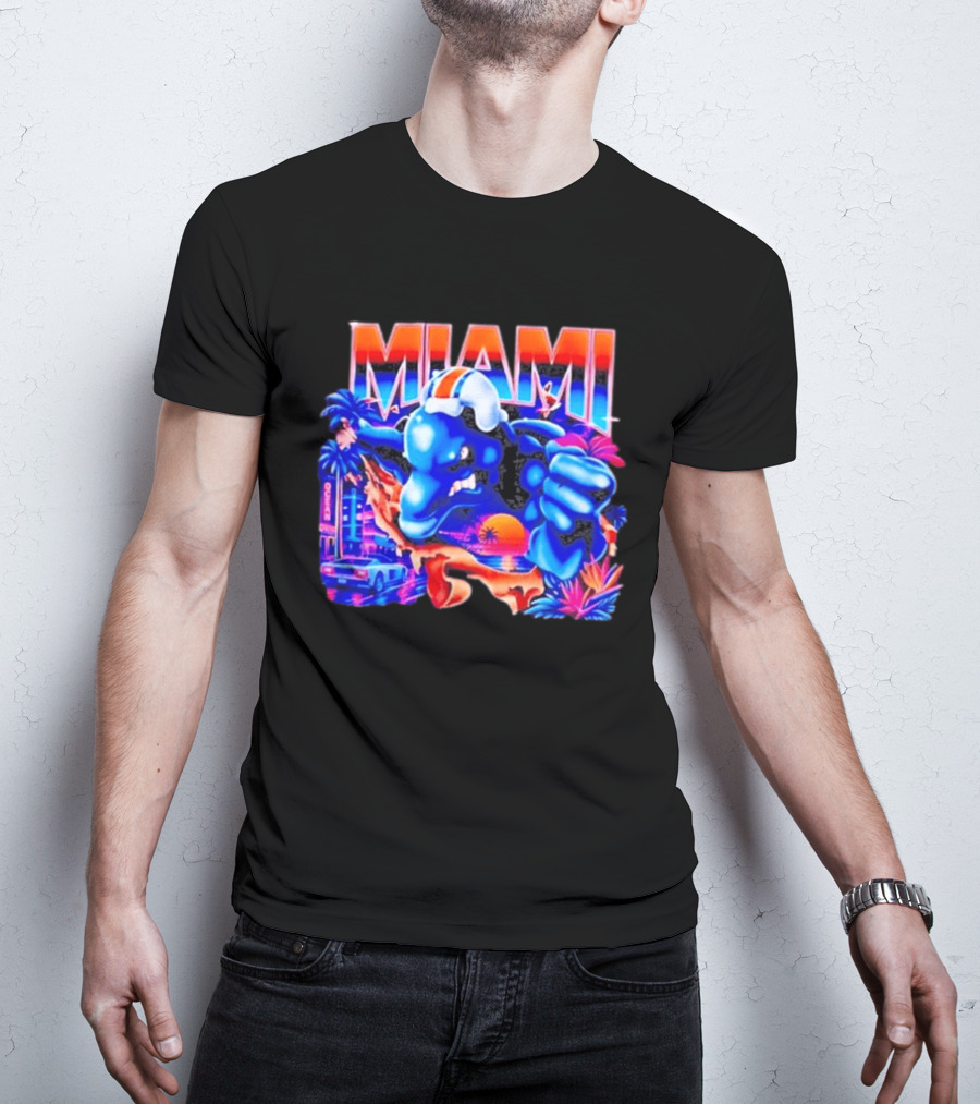 Miami Dolphins Rare Nutmeg Vintage Neon Miami Vice T-Shirt