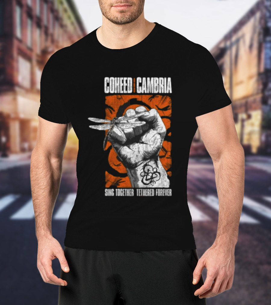 Coheed Cambria Dragonfly Fist Sing Together Tethered Courier T-Shirt