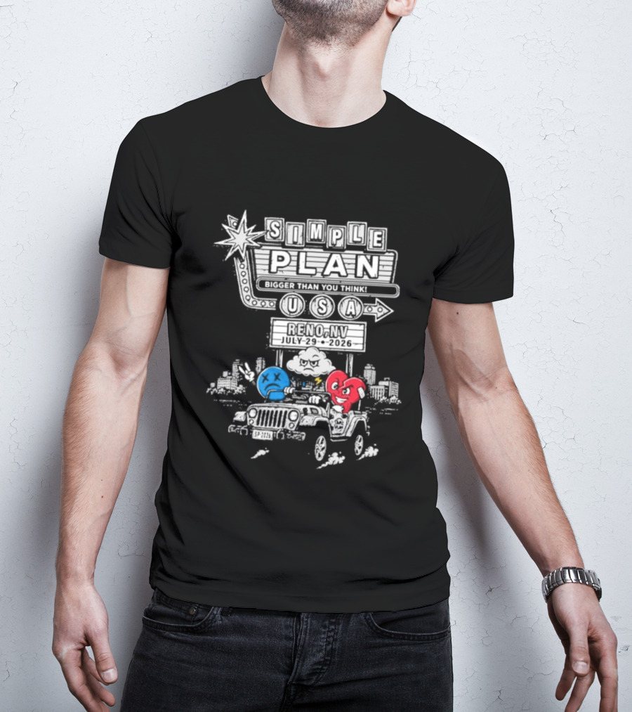 Simple Plan USA Reno NV Grand Theatre July 29 2026 Event T-Shirt
