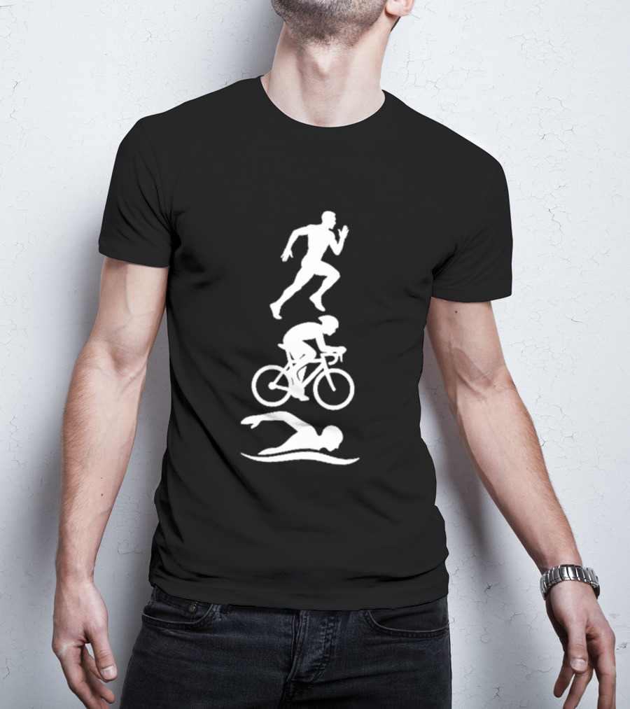 Triathlete Swim Bike Run Iconic Silhouette Athlete Training T-Shirt