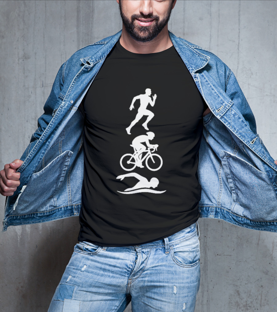 Triathlete Swim Bike Run Iconic Silhouette Athlete Training T-Shirt