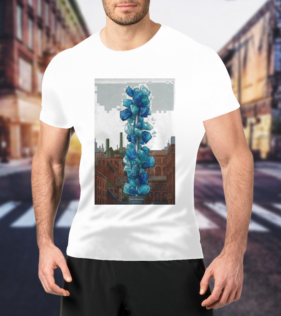 Bob Schneider Jazzbones Tacoma Washington August 7 2026 Blue Crystal Cityscape T-Shirt