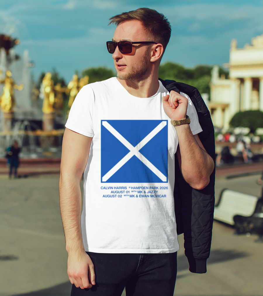 Calvin Harris Hampden Park 2023 Ecru Saltire August MK Jazzy Amber Cox MK Smart Ecuador T-Shirt