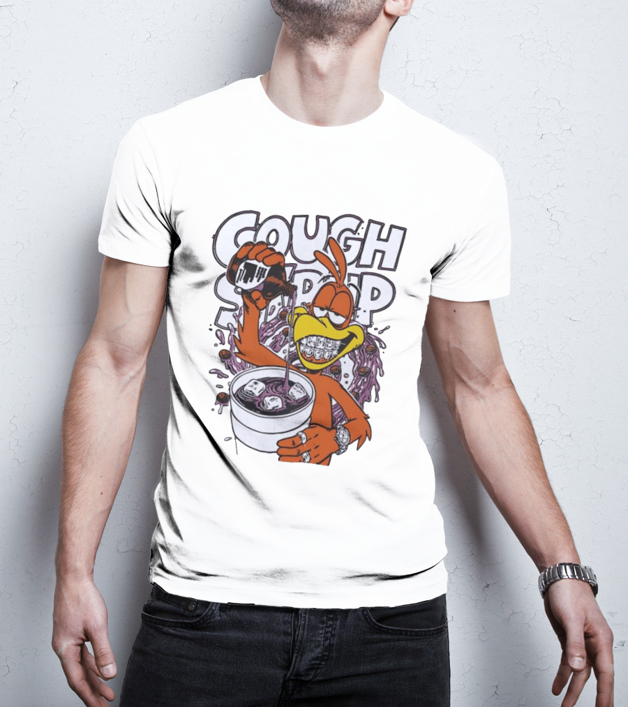 Cough Syrup Toucan Purple Drink Ice Braces Cartoon T-Shirt